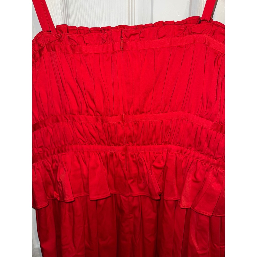Antonio Melani Taylor Stretch Red Peplum Waist Cotton‎ Sateen Midi Dress Size 12 - Picture 7 of 8
